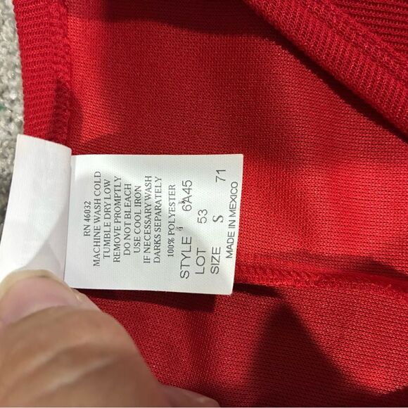 Vintage Red Midi Dress W/ Gold Accent Button Front Sz S Short Sleeve Links Retro - Picture 4 of 7